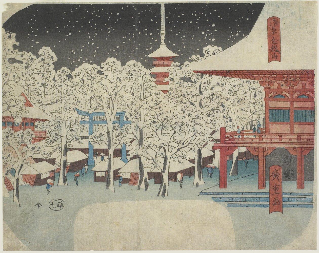 معبد Kinryu_zan في أساكوسا ، يوليو 1852 بواسطة Utagawa Hiroshige