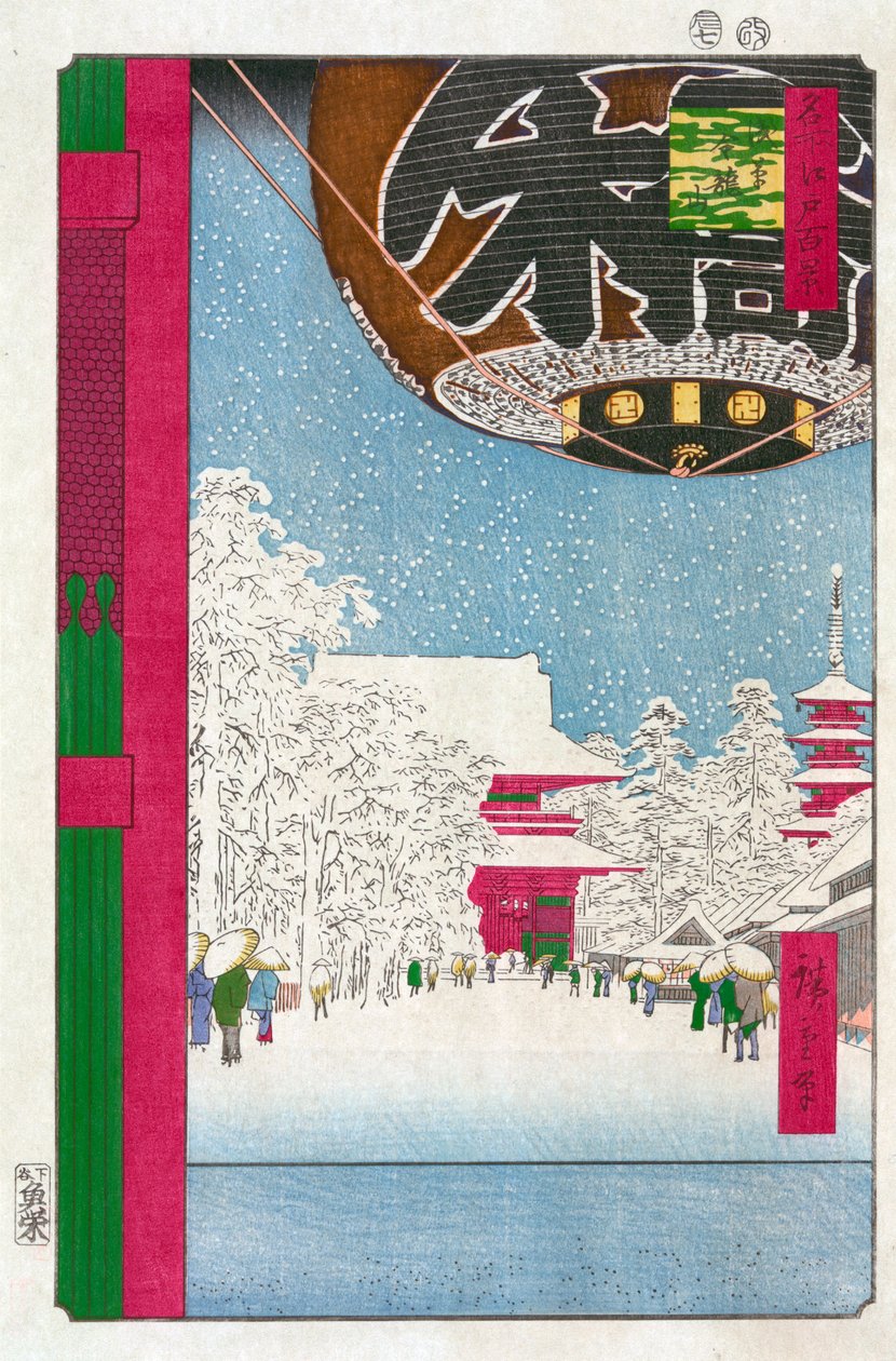 معبد كينريوزان في أساكوسا مائة منظر مشهور لإيدو ، ١٨٥٦-١٨٥٨. بواسطة Utagawa Hiroshige