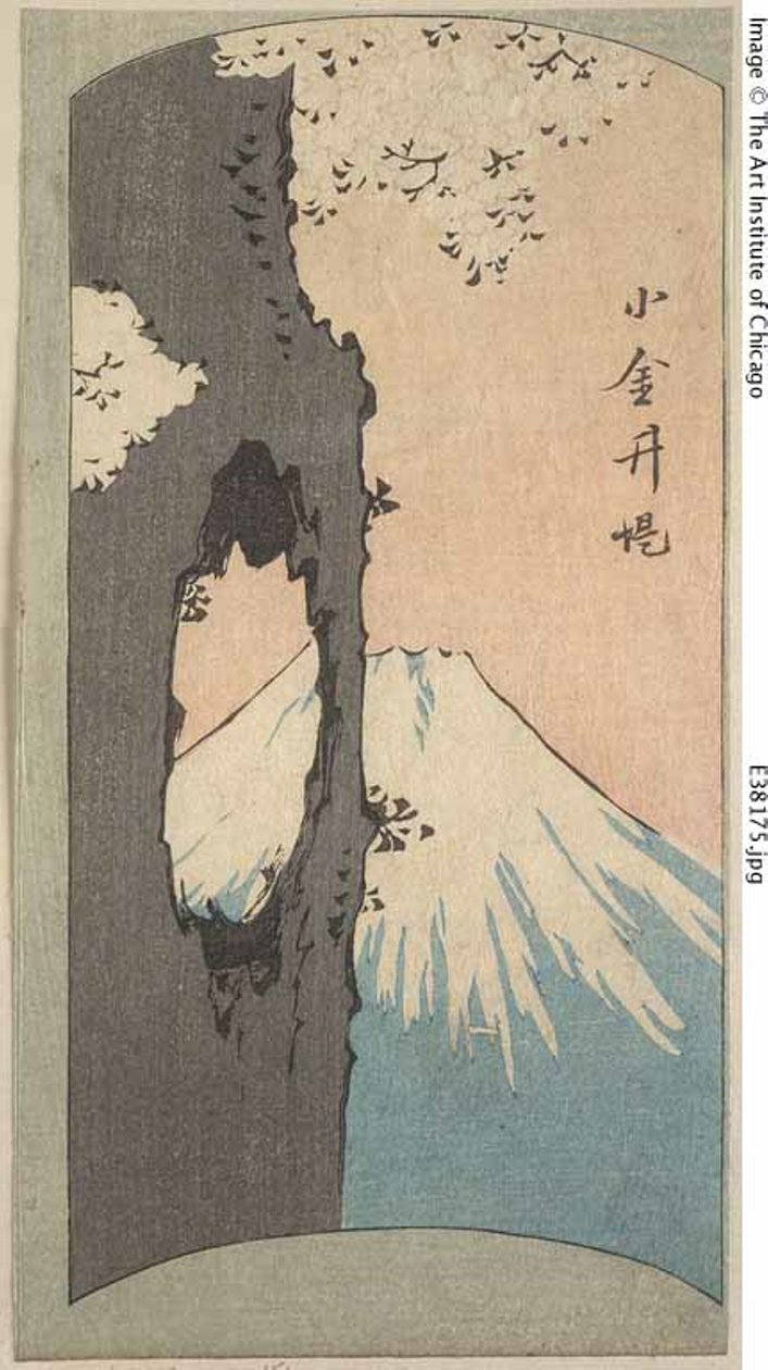 Koganei ، قسم من ورقة من سلسلة "Cutout Pictures of Famous Places in Edo (Edo meisho harimaze zue)" بواسطة Utagawa Hiroshige