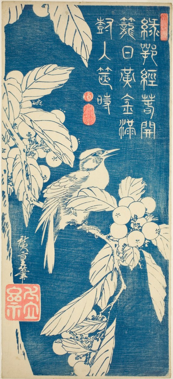 اسكدنيا وعصفور بواسطة Utagawa Hiroshige