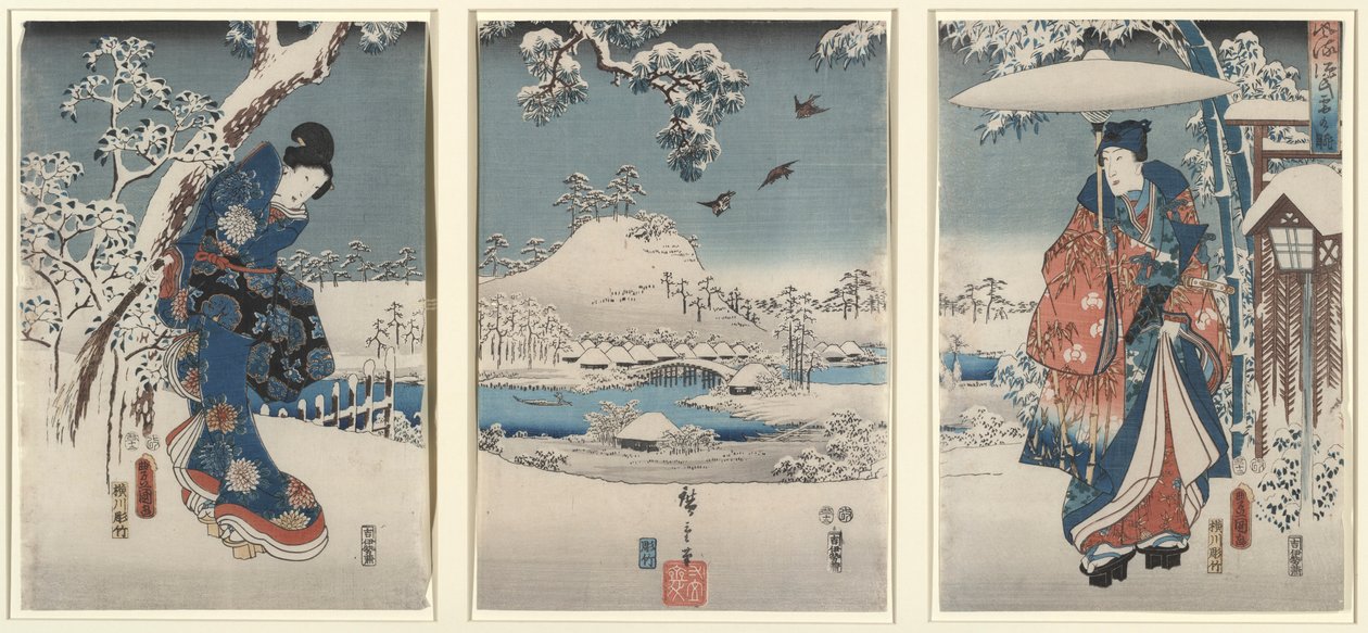 عشاق في مشهد شتوي بواسطة Utagawa Hiroshige