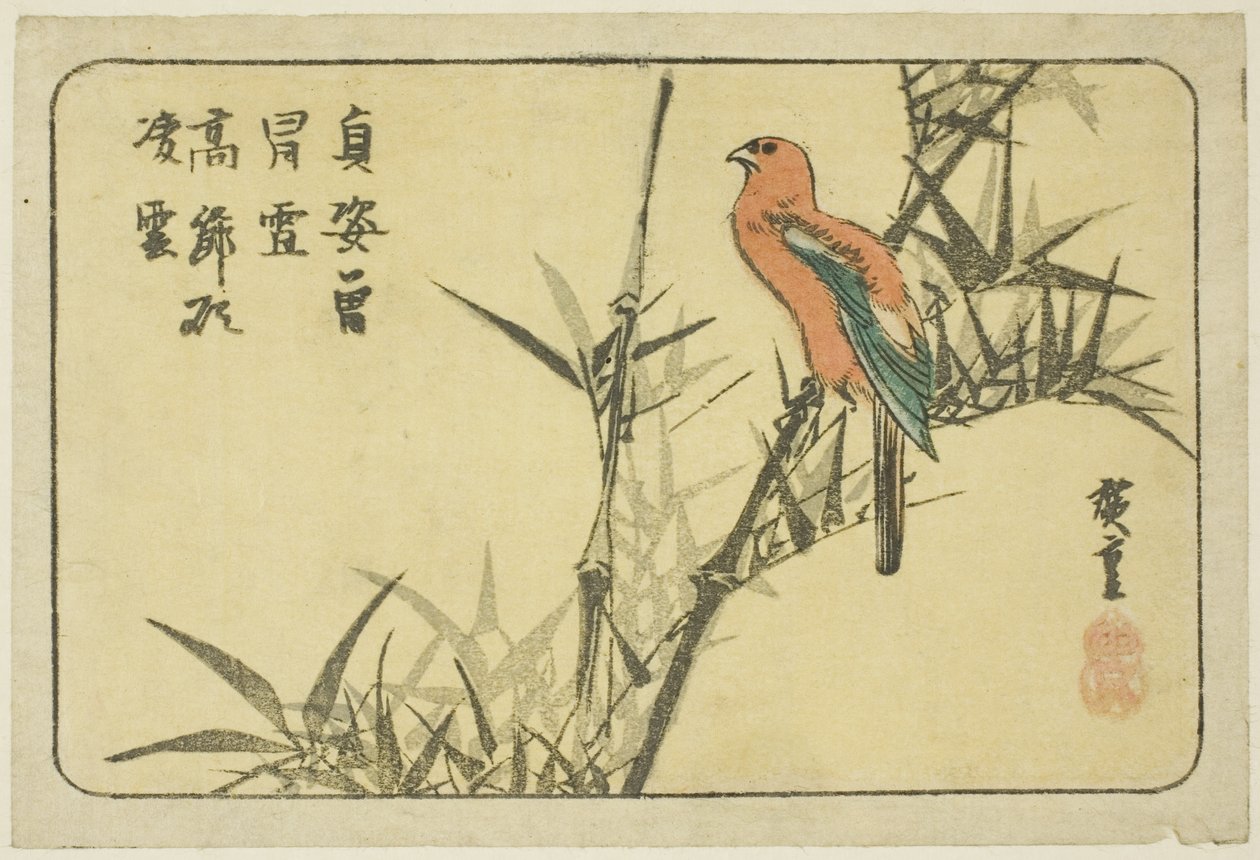 الببغاء والخيزران بواسطة Utagawa Hiroshige
