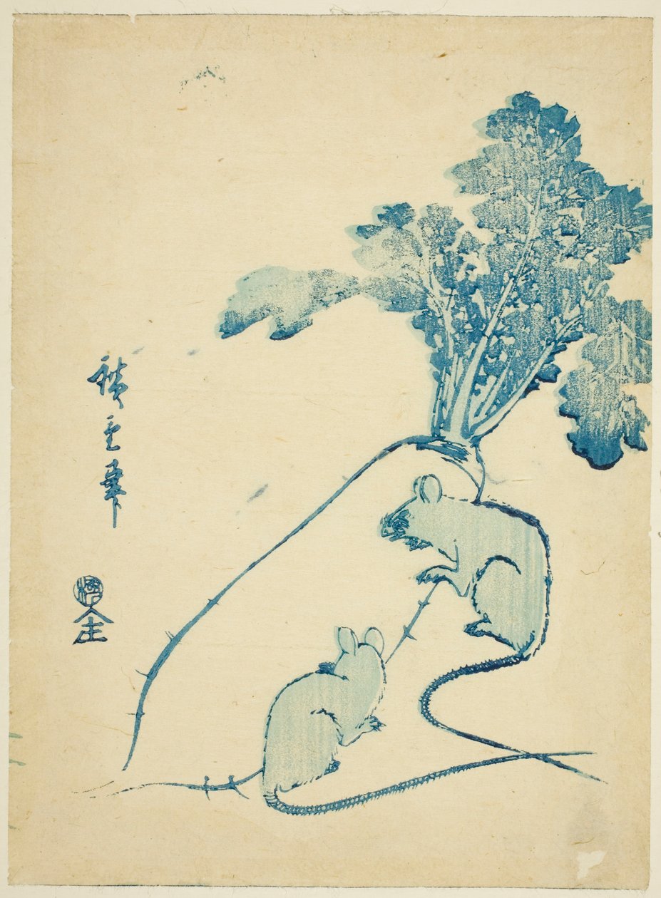 الفئران والفجل بواسطة Utagawa Hiroshige