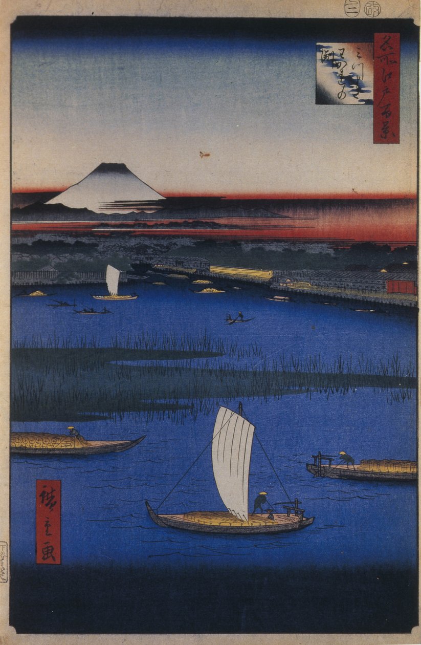Mitsumata Wakarenofuchi مائة مشاهدة شهيرة لإيدو ، 1856-1858 بواسطة Utagawa Hiroshige