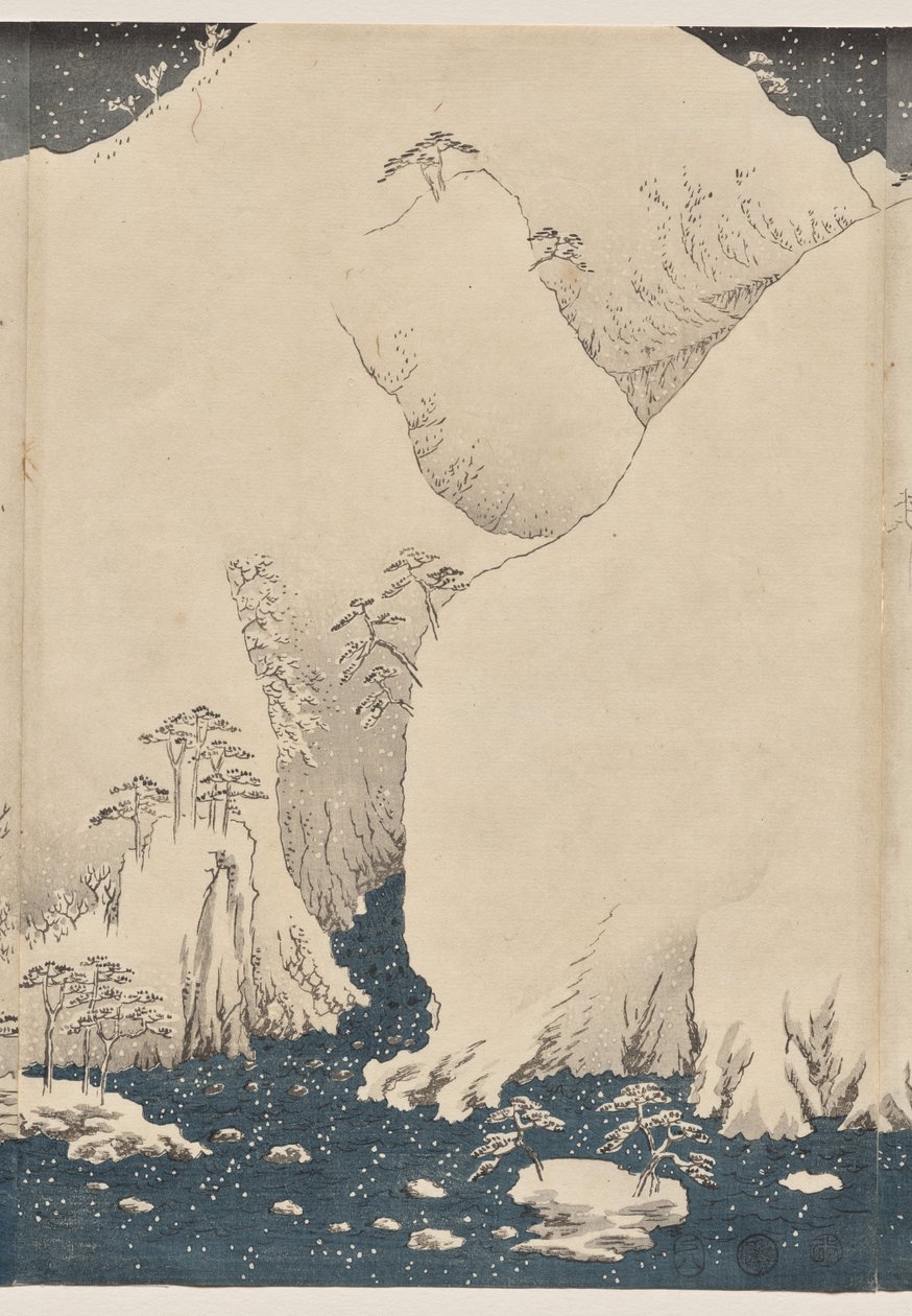 الجبل والنهر على طريق كيسو بواسطة Utagawa Hiroshige