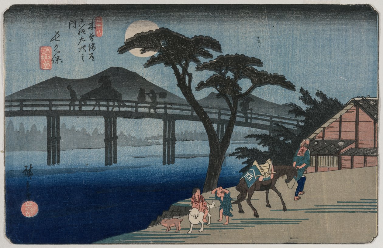 محطة ناجاكوبو 28 من سلسلة تسع وستين محطة لكيسوكايدو ، 1835 أو 1836. بواسطة Utagawa Hiroshige