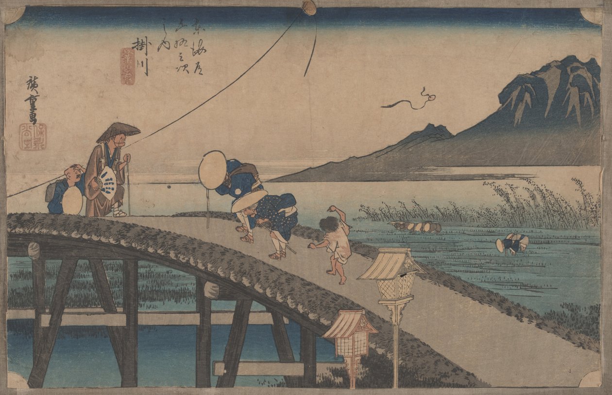 رقم ٢٧ "كاكيغاوا: منظر لأكيبا" من ٥٣ محطة توكايدو ، ص ١٨٣٣ بواسطة Utagawa Hiroshige