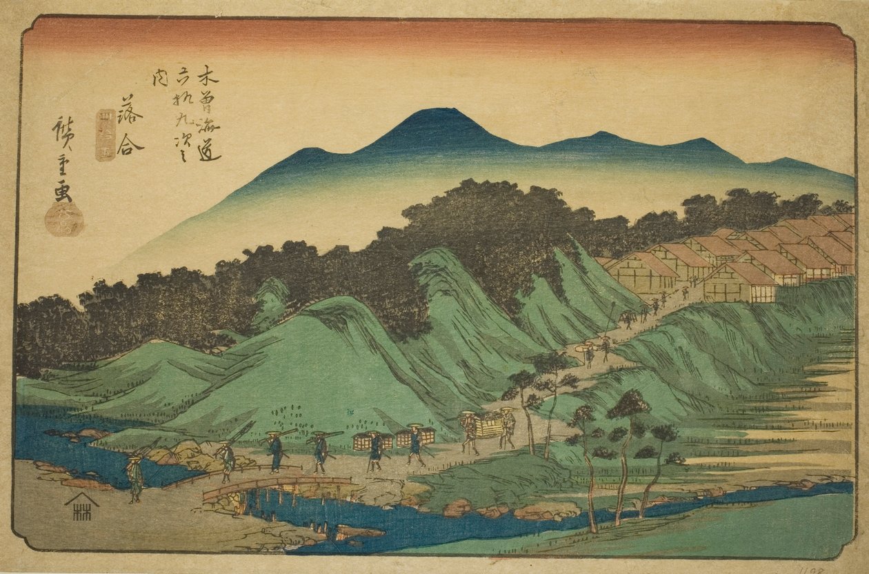 ل. 45: Ochiai ، من Te serie s "Shi x t y ne s ta on s of te kisokaid (kisokaido rokujukyu tsugi no uchi)" بواسطة Utagawa Hiroshige