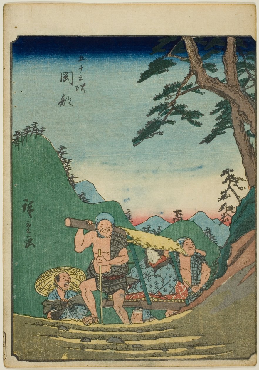 Okabe ، من سلسلة "ثلاثة وخمسون محطة [من توكايدو] (Gojusan tsugi) ،" المعروف أيضًا باسم الشكل توكايدو (جينبوتسو توكايدو) بواسطة Utagawa Hiroshige