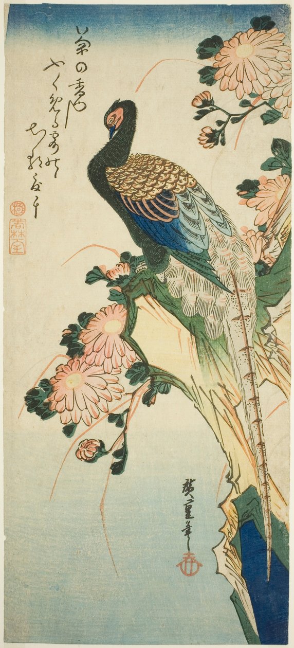 الدراج والأقحوان بواسطة Utagawa Hiroshige