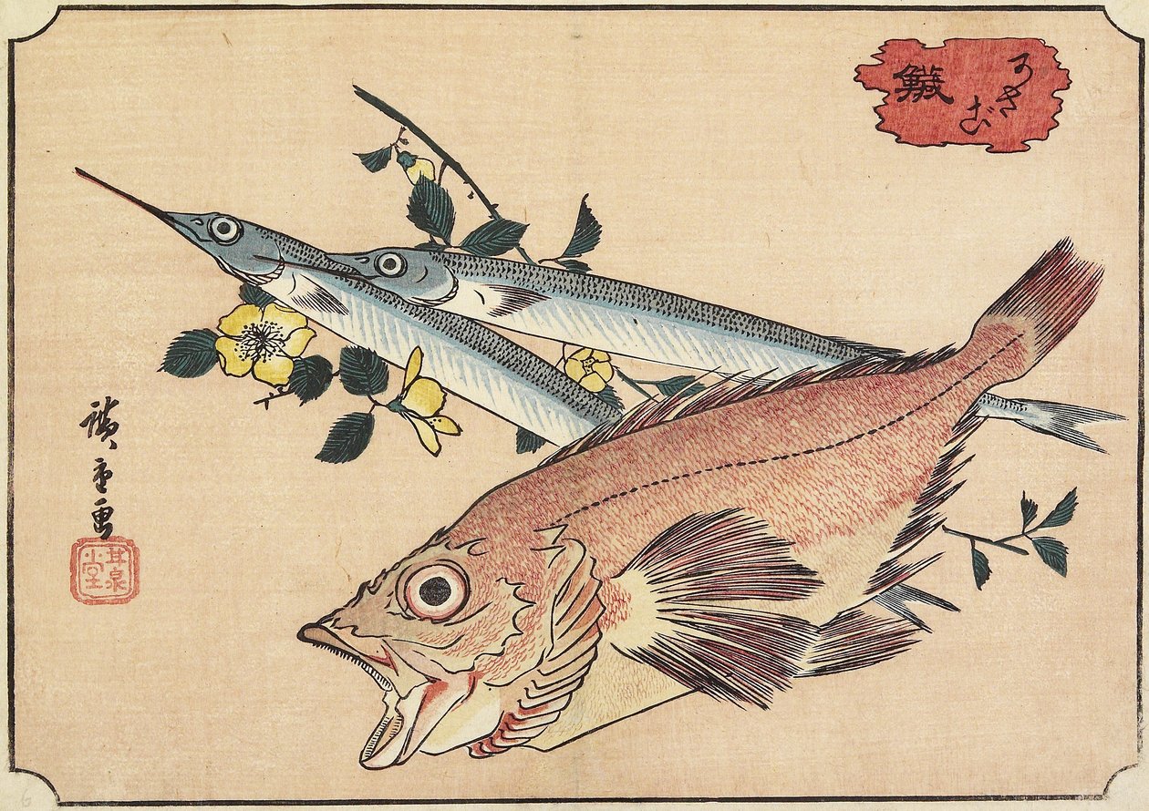 Rockfish و Halfbeak ، أوائل القرن التاسع عشر بواسطة Utagawa Hiroshige
