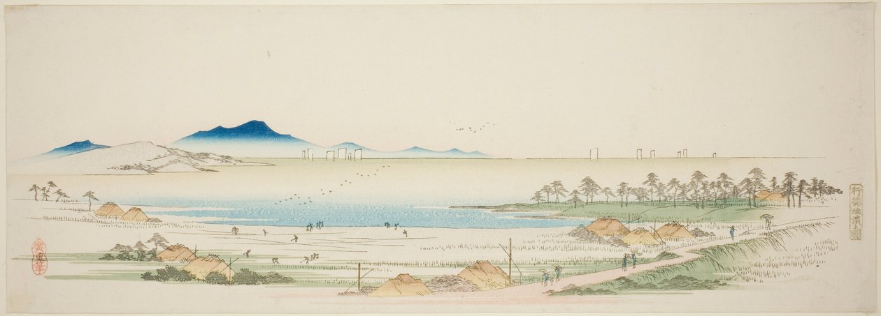 Salt Beach at Gyotoku (Gyotoku shiohama no zu) ، من سلسلة بدون عنوان من المناظر الشهيرة لضواحي إيدو بواسطة Utagawa Hiroshige