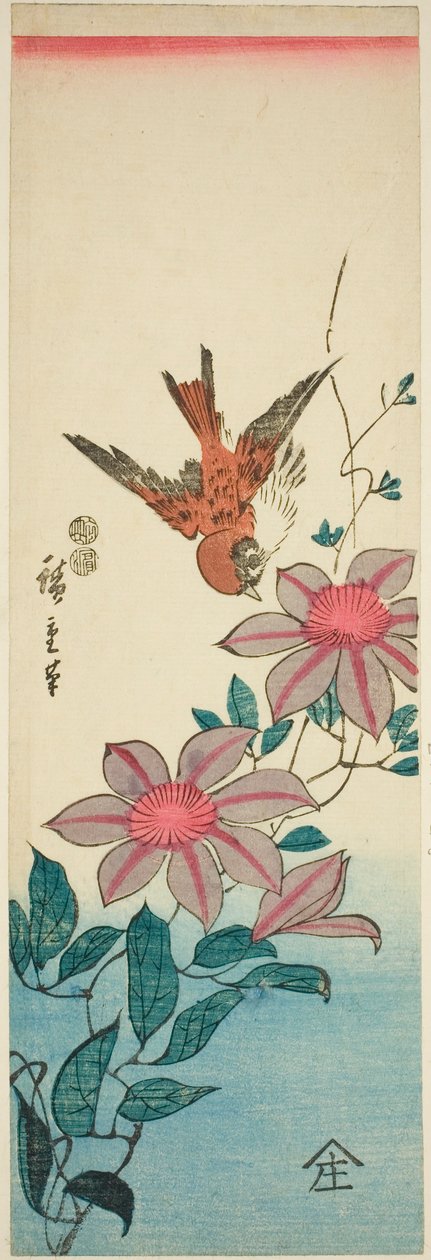 عصفور وياسمين في البر بواسطة Utagawa Hiroshige