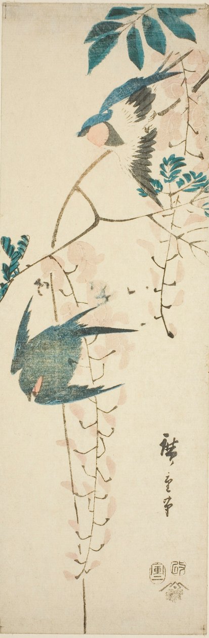 السنونو والويستارية بواسطة Utagawa Hiroshige