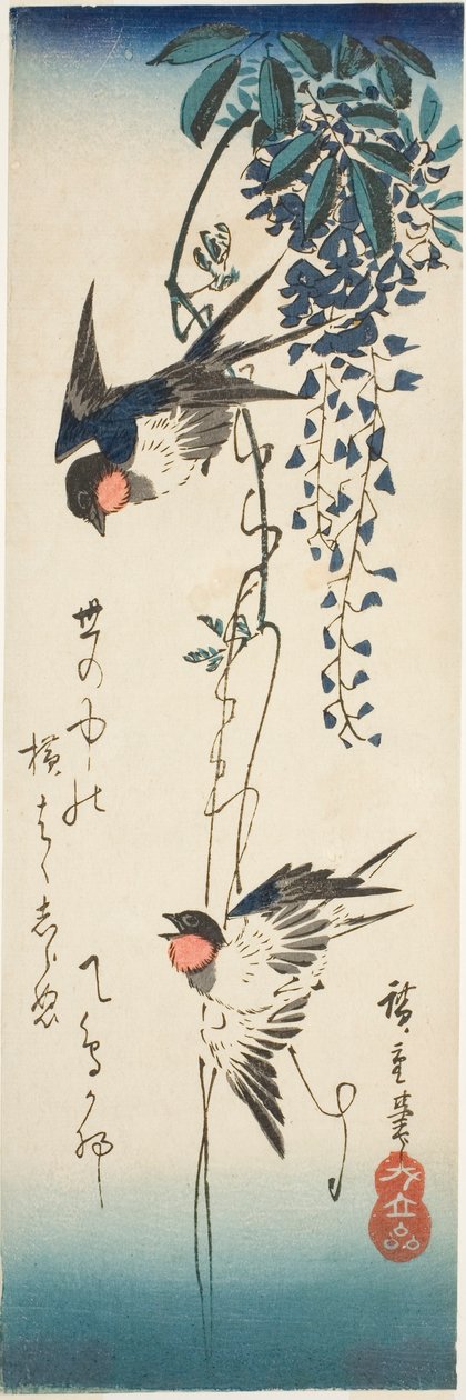 السنونو والويستارية بواسطة Utagawa Hiroshige