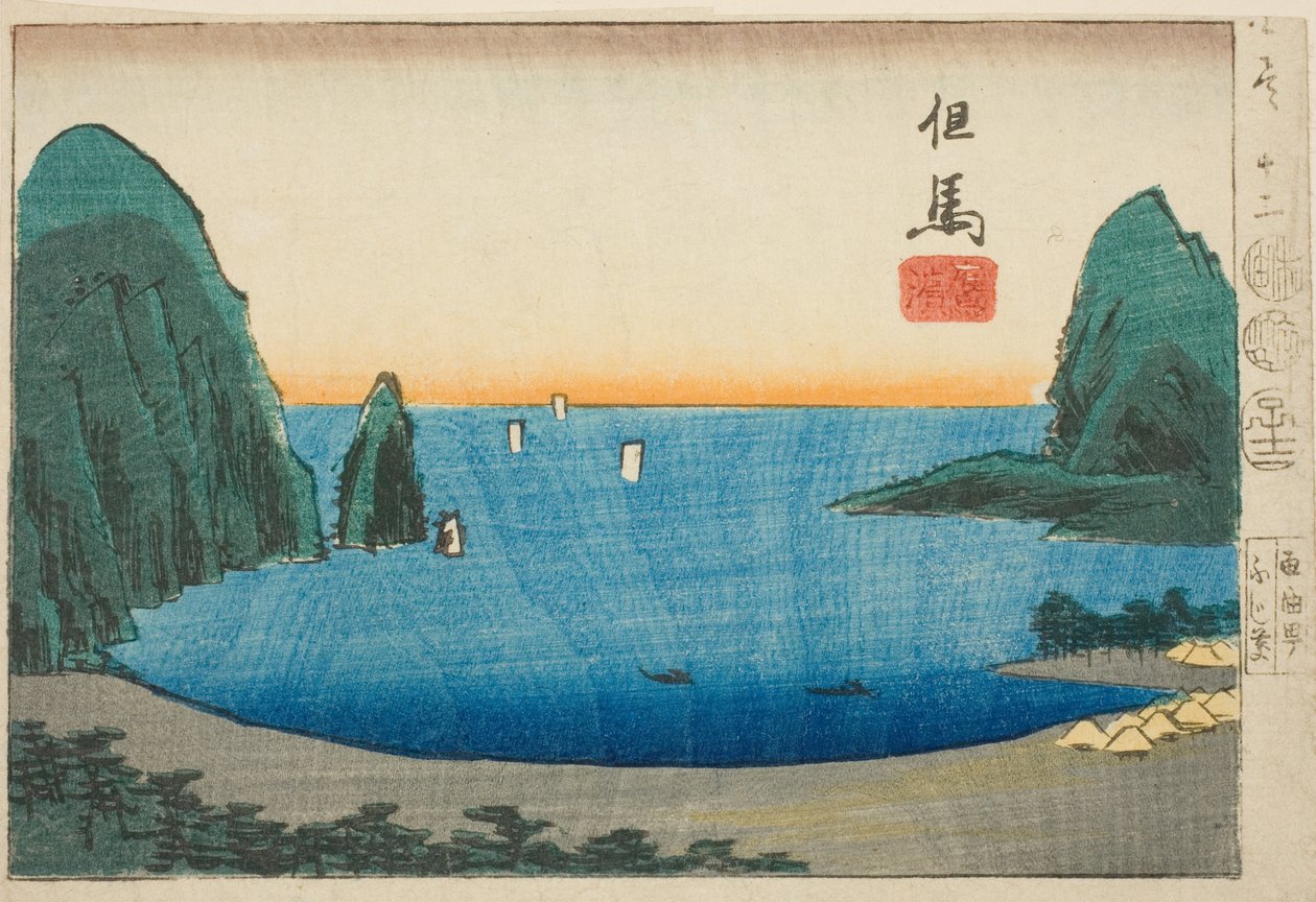 تاكانوهاما في تاجيما ، قسم من الورقة رقم. 12 من سلسلة "Cutout Pictures of the Provincial (Kunizukushi harimaze zue)" بواسطة Utagawa Hiroshige