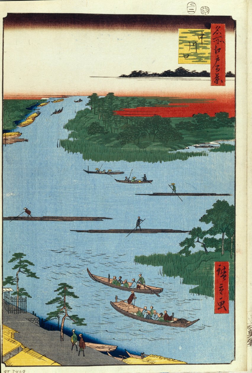 مصب نهر ناكاجاوا مائة مشاهدة شهيرة لإيدو ، 1856-1858 بواسطة Utagawa Hiroshige