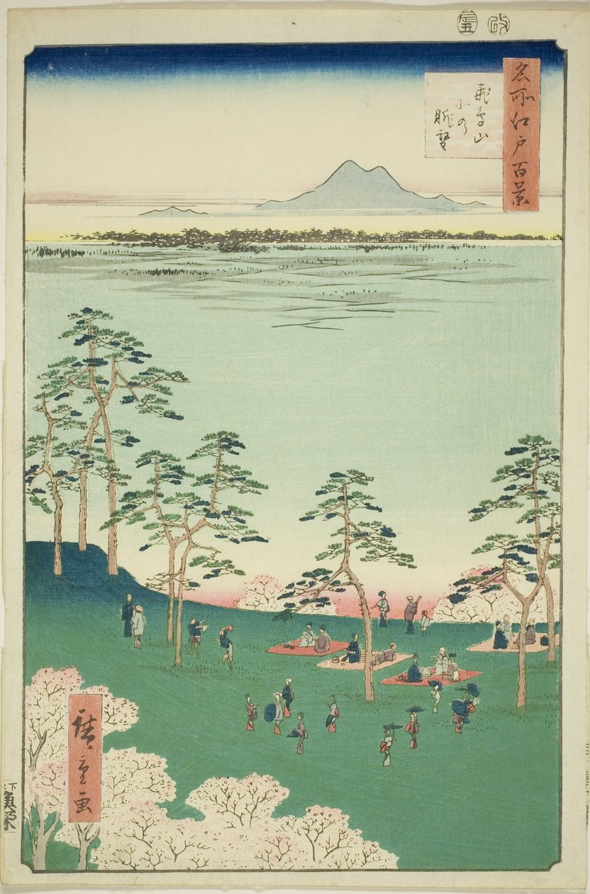 منظر إلى الشمال من Asuka Hill (Asukayama kita no chobo) ، من سلسلة "مائة منظر مشهور لإيدو (ميشو إيدو هياكي)" بواسطة Utagawa Hiroshige