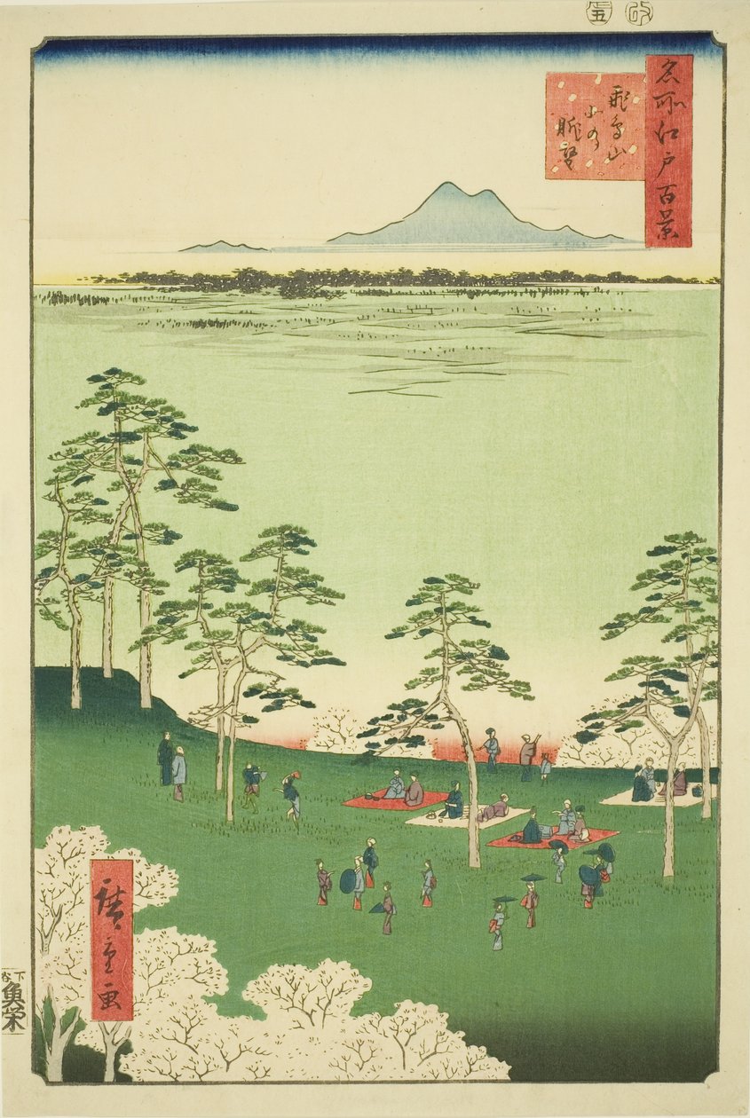 Vie w and te rth من Asuka pull (يرتدي Asukayama قليلاً) ، من سلسلة te "Ridge for rges vie ws of Edo (مائة منظر مشهور لإيدو)" بواسطة Utagawa Hiroshige