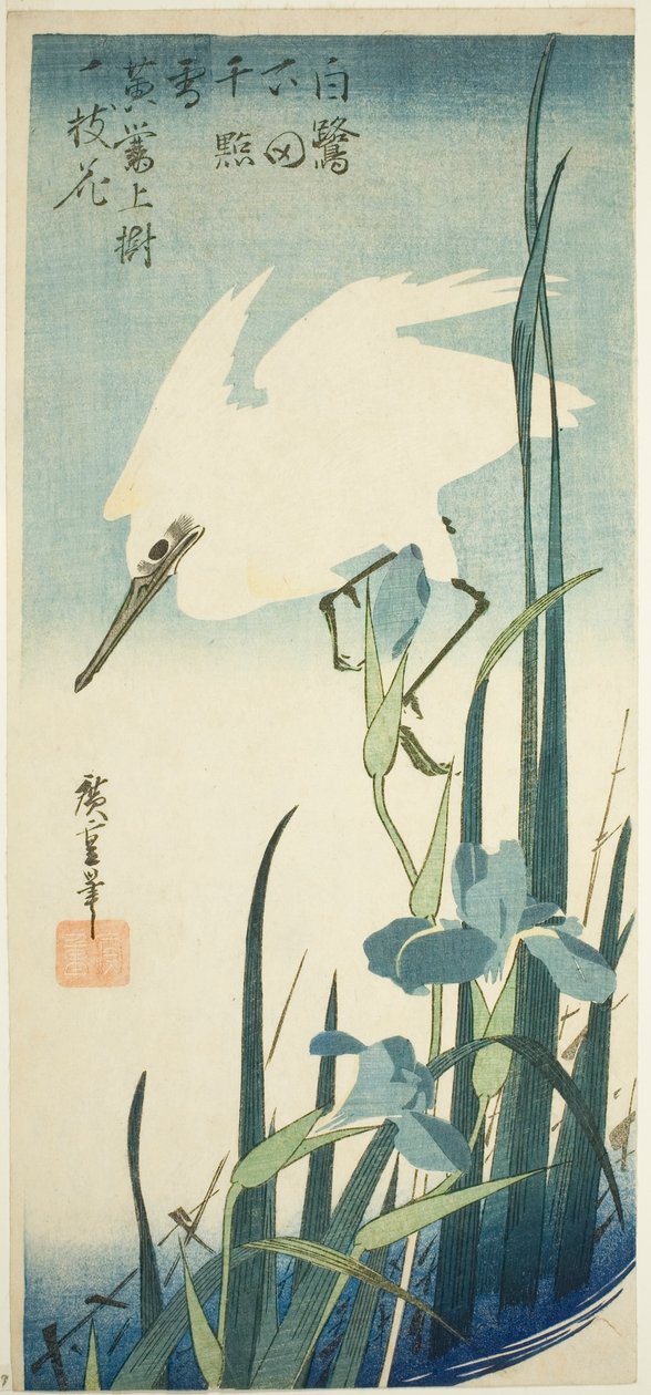مالك الحزين الأبيض والقزحية بواسطة Utagawa Hiroshige