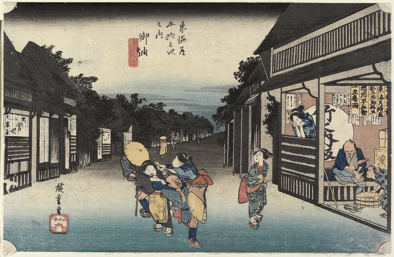 النساء يطلبن الرحل ، جويو ، ج .1833 بواسطة Utagawa Hiroshige