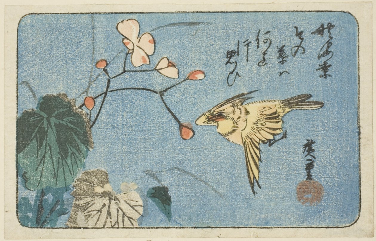 طائر أصفر وبيغونيا بواسطة Utagawa Hiroshige