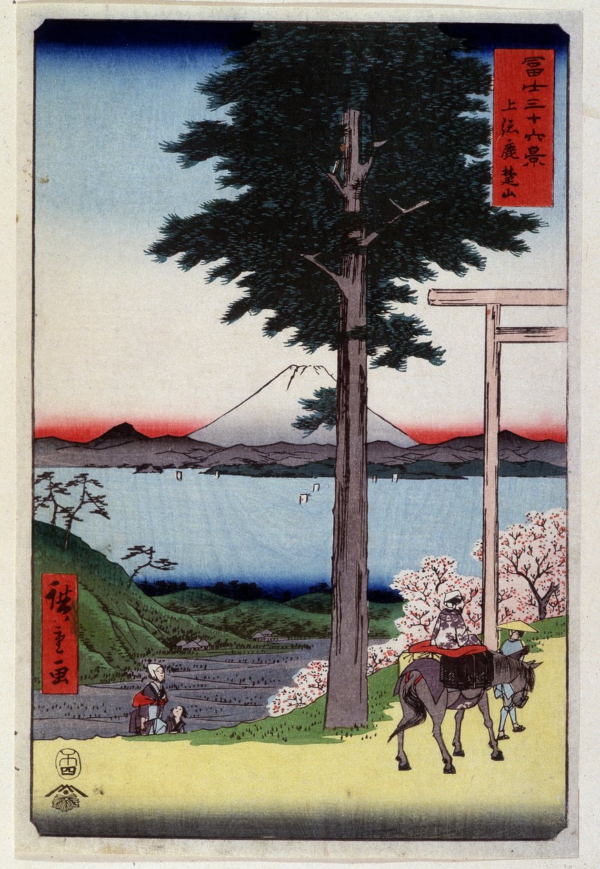 جبل فوجي خلف سيكويا - طباعة يابانية لهيروشيغي أوتاغاوا بواسطة Utagawa II Hiroshige