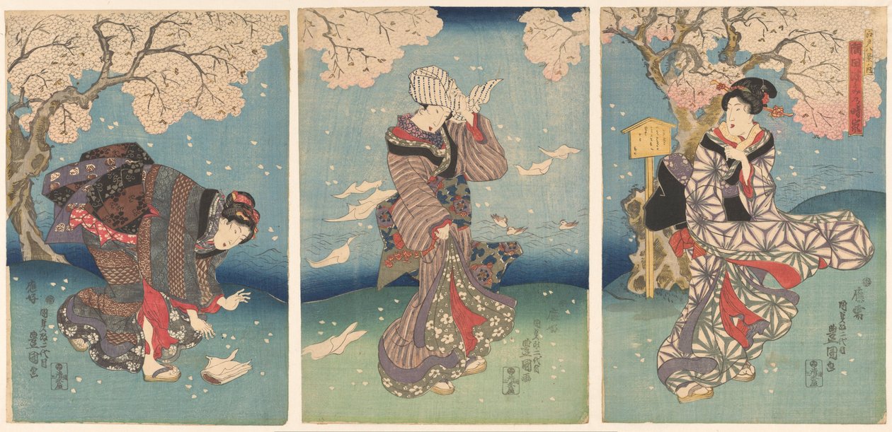 يوم عاصف على نهر سوميدا ثمانية مناظر لإيدو (عنوان المسلسل) Edo hakkei no uchi (عنوان المسلسل على الكائن) بواسطة أوتاغاوا كونيسادا (أنا)
