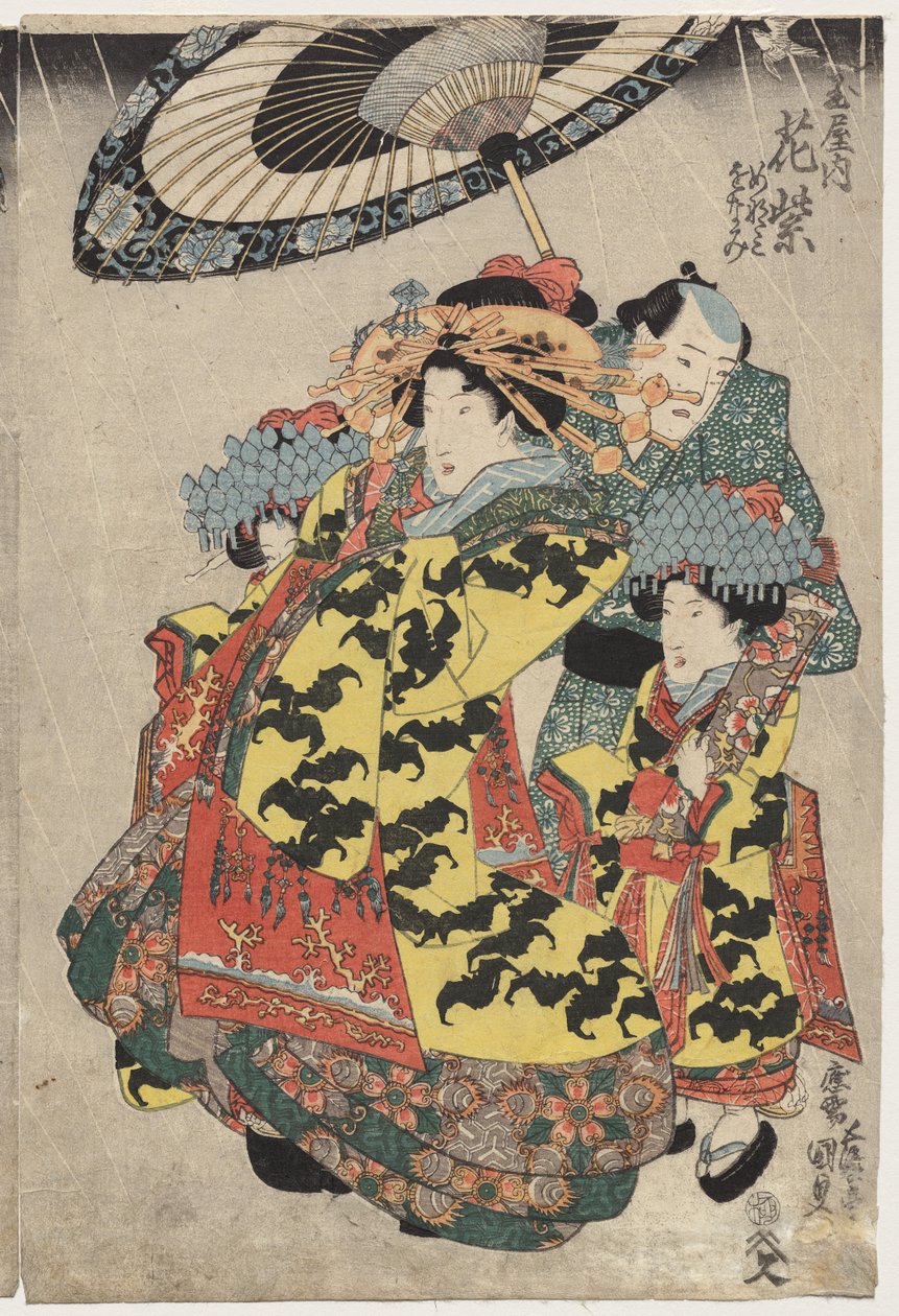 المحظيات Hanamurasaki و Koshikibu من Tamay Proaming in the Rain بواسطة أوتاغاوا كونيسادا