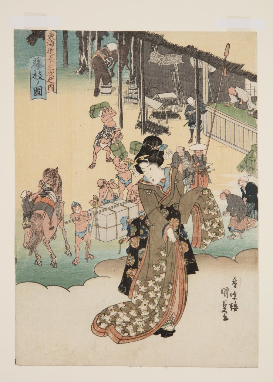 منظر لـ Fujieda (Fujieda no zu) (طباعة خشبية ملونة) بواسطة أوتاغاوا كونيسادا