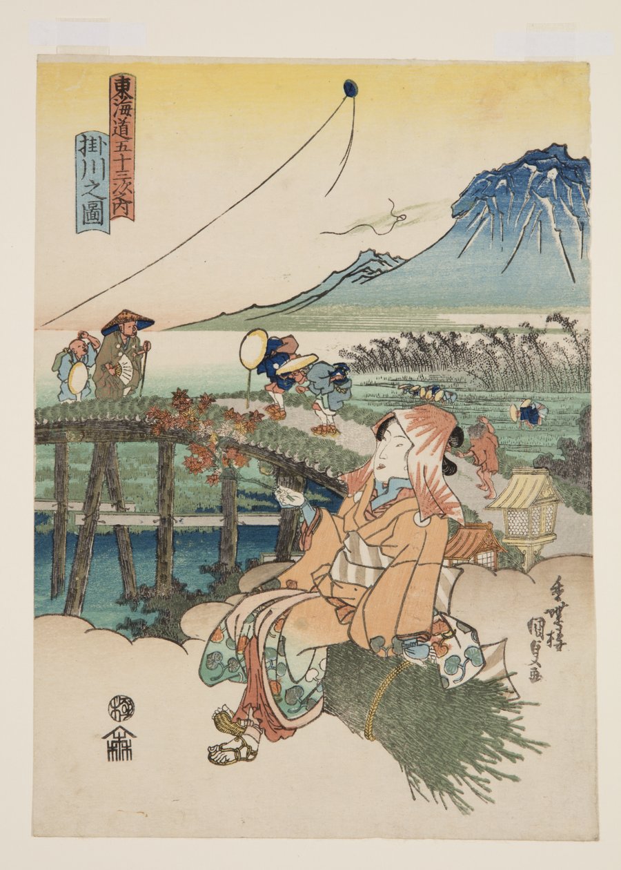 منظر لـ Kakegawa (Kakegawa no zu) (طباعة بالألوان الخشبية) بواسطة أوتاغاوا كونيسادا