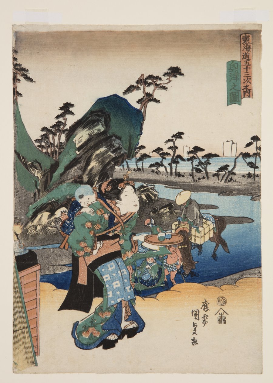 منظر لأوكيتسو (Okitsu no zu) (طباعة خشبية ملونة) بواسطة أوتاغاوا كونيسادا