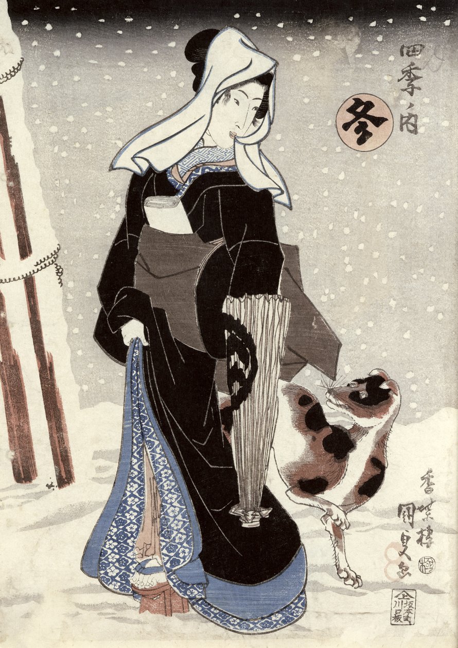 الشتاء ، من سلسلة "Shiki no uchi" (الفصول الأربعة) (طباعة لوح خشبي ملون) بواسطة أوتاغاوا كونيسادا