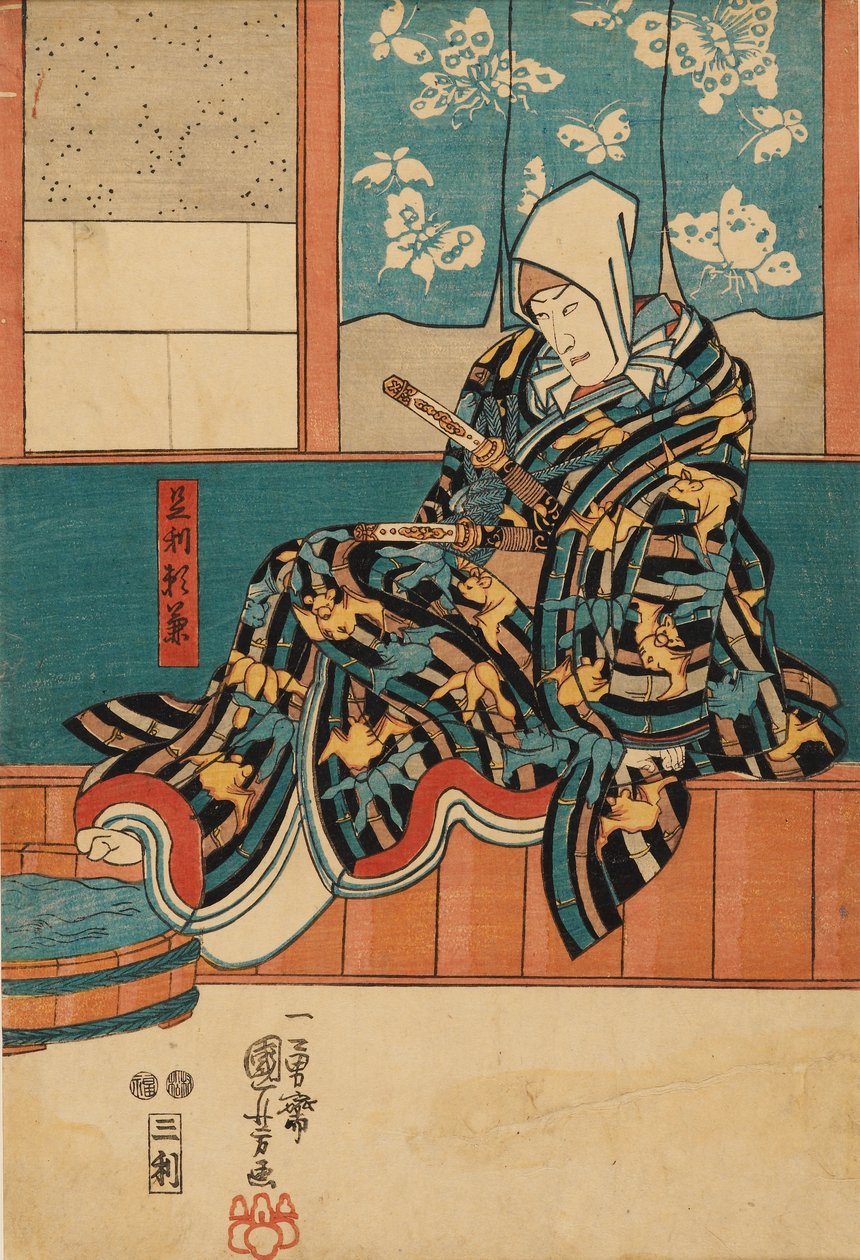 ممثل جالس على حافة المسرح 1798-1861 بواسطة Utagawa Kuniyoshi