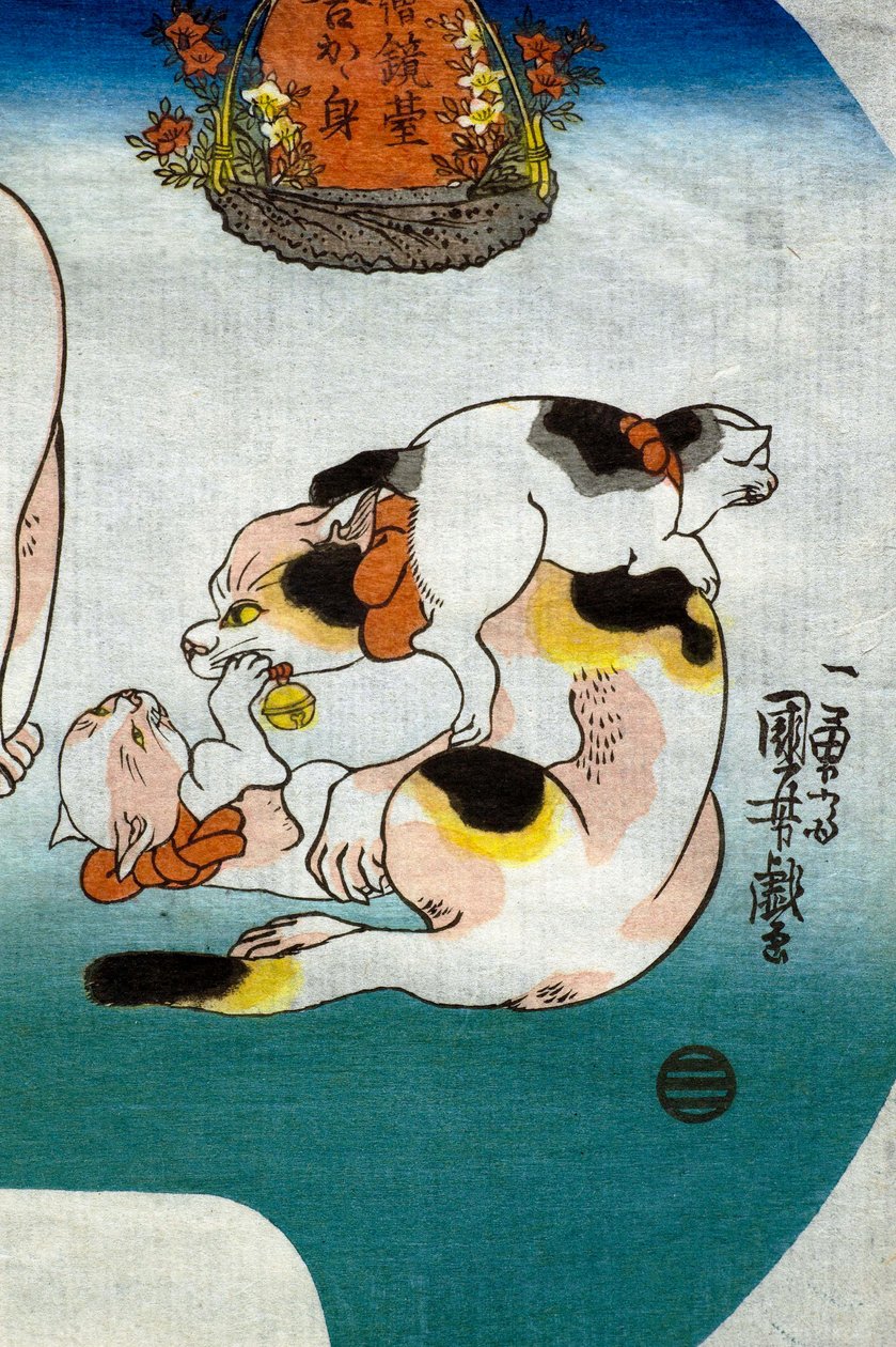 أسد المعبد الصيني القطط بواسطة Utagawa Kuniyoshi
