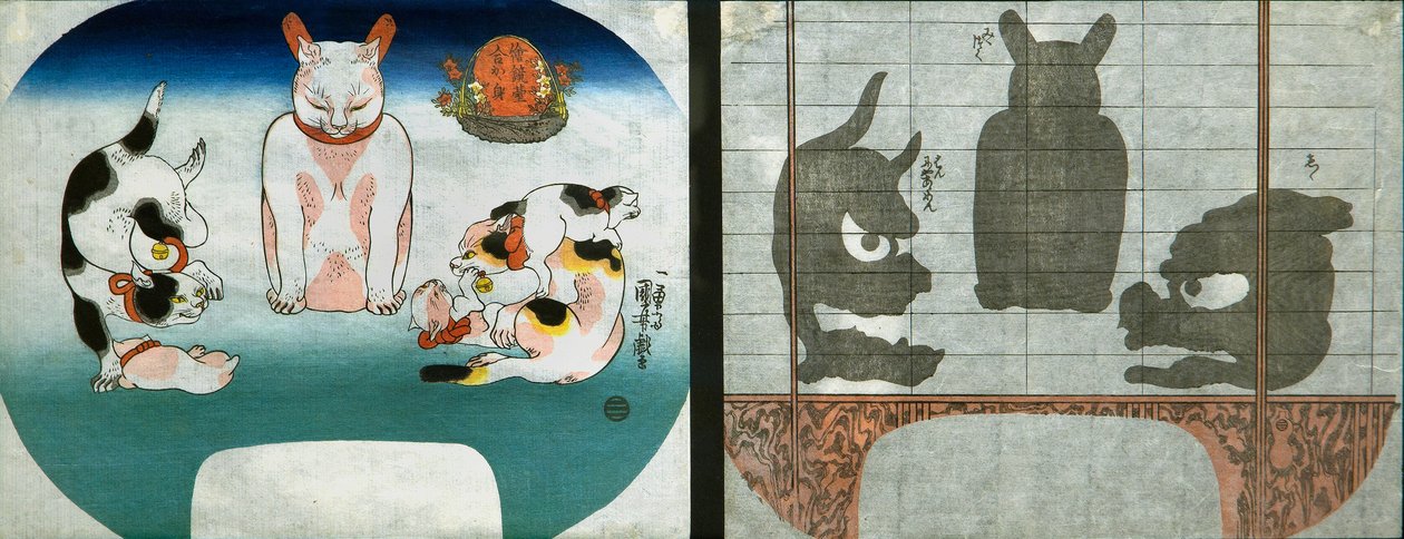 القطط: أسد المعبد الصيني بواسطة Utagawa Kuniyoshi
