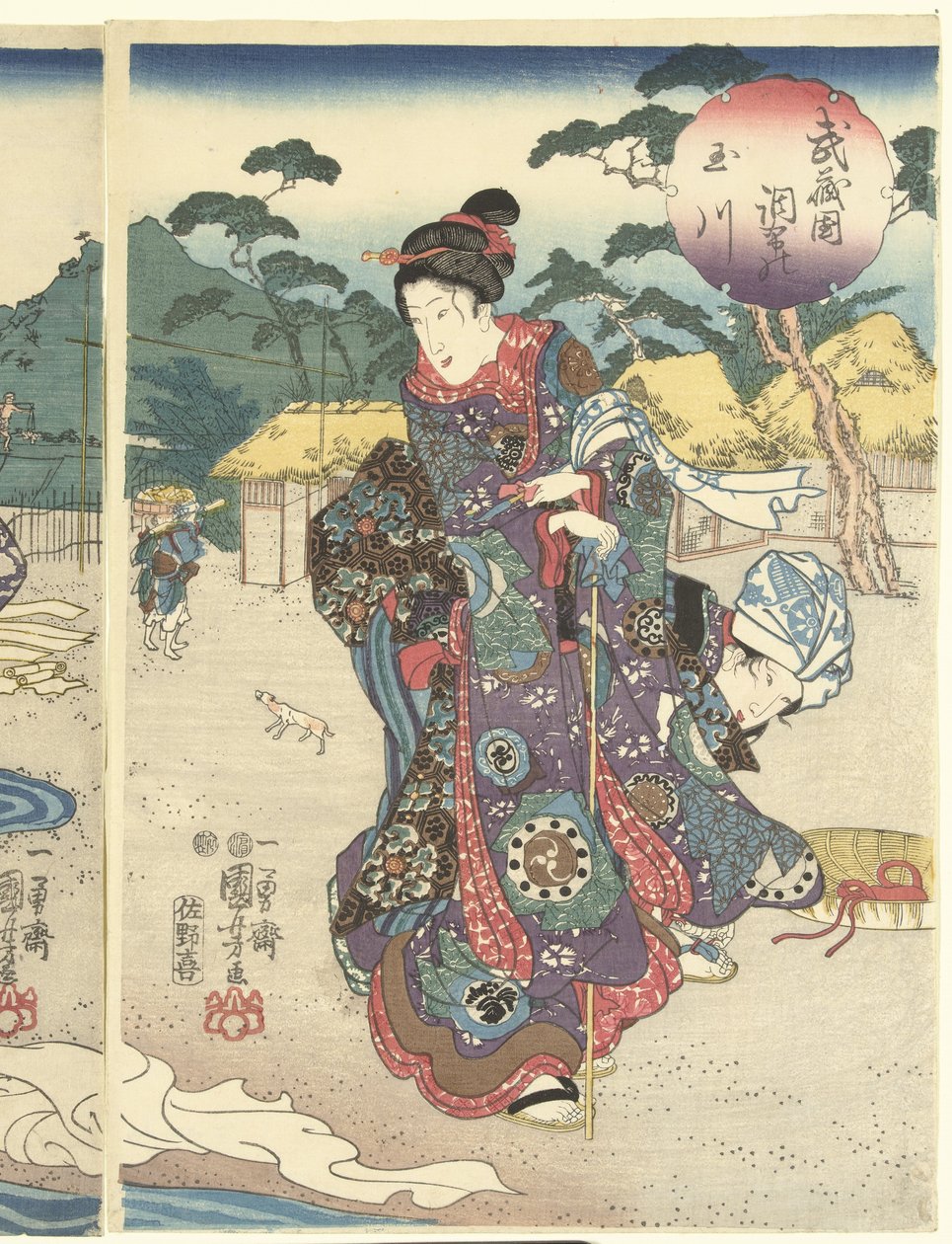 ديشو فارمر إندي إنتاج موساشي Musashikuni Chofu no Tamagawa بواسطة Utagawa Kuniyoshi