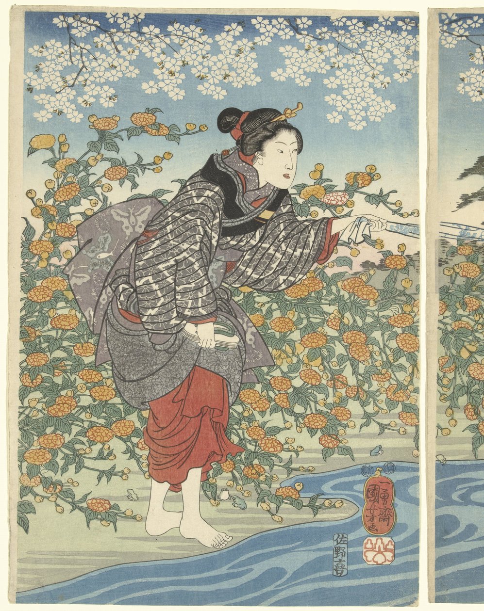 نهر إيد تاما في مقاطعة ياماشيرو بواسطة Utagawa Kuniyoshi