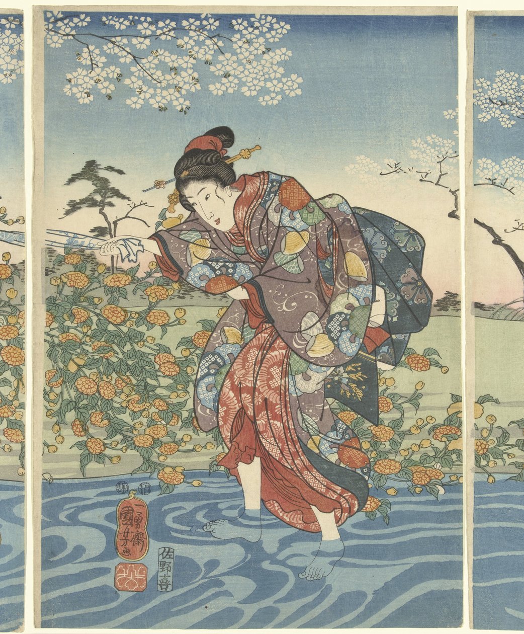 نهر إيد تاما في مقاطعة ياماشيرو بواسطة Utagawa Kuniyoshi