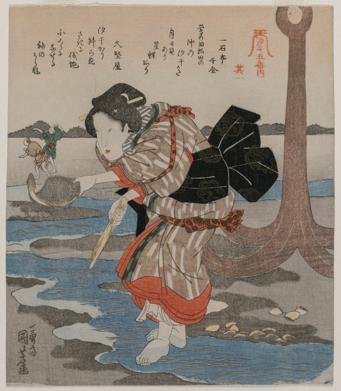 خمس صور لانخفاض المد ، أواخر عشرينيات القرن التاسع عشر. بواسطة Utagawa Kuniyoshi