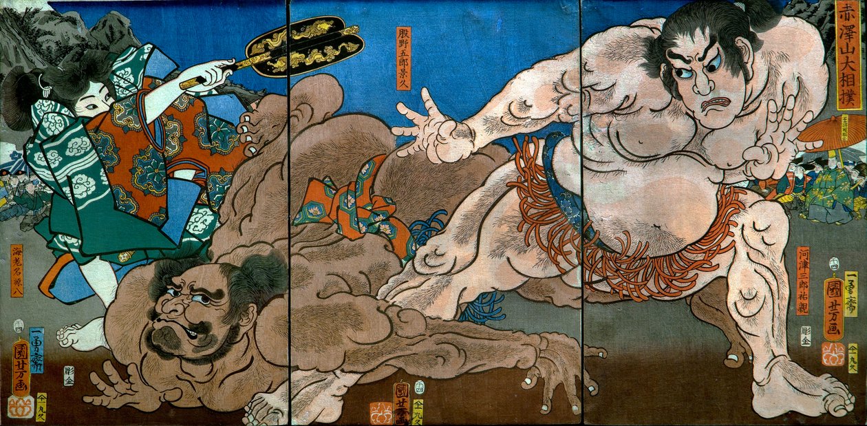بطولة Grand Sumo على جبل Akazawa (Akazawayama awayzumō) بواسطة Utagawa Kuniyoshi