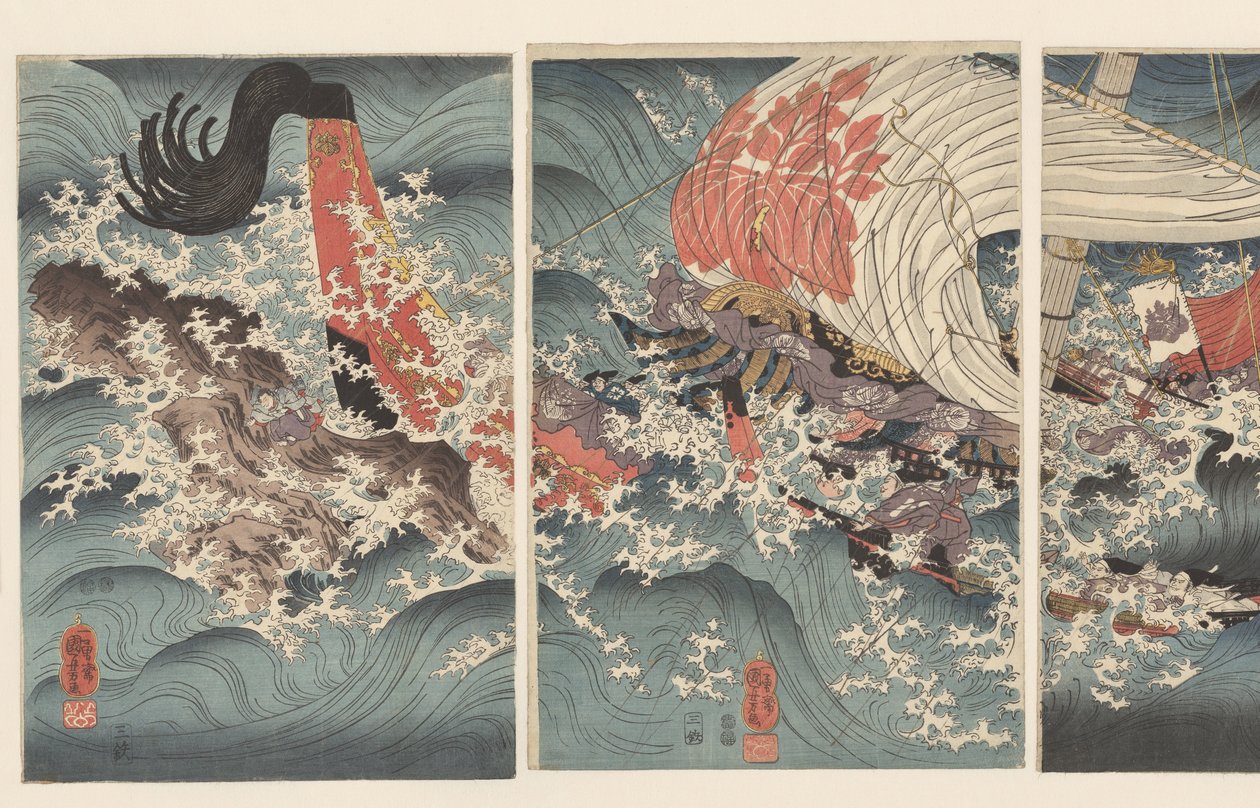قصة قبطان السفينة يوجيباي. بواسطة Utagawa Kuniyoshi