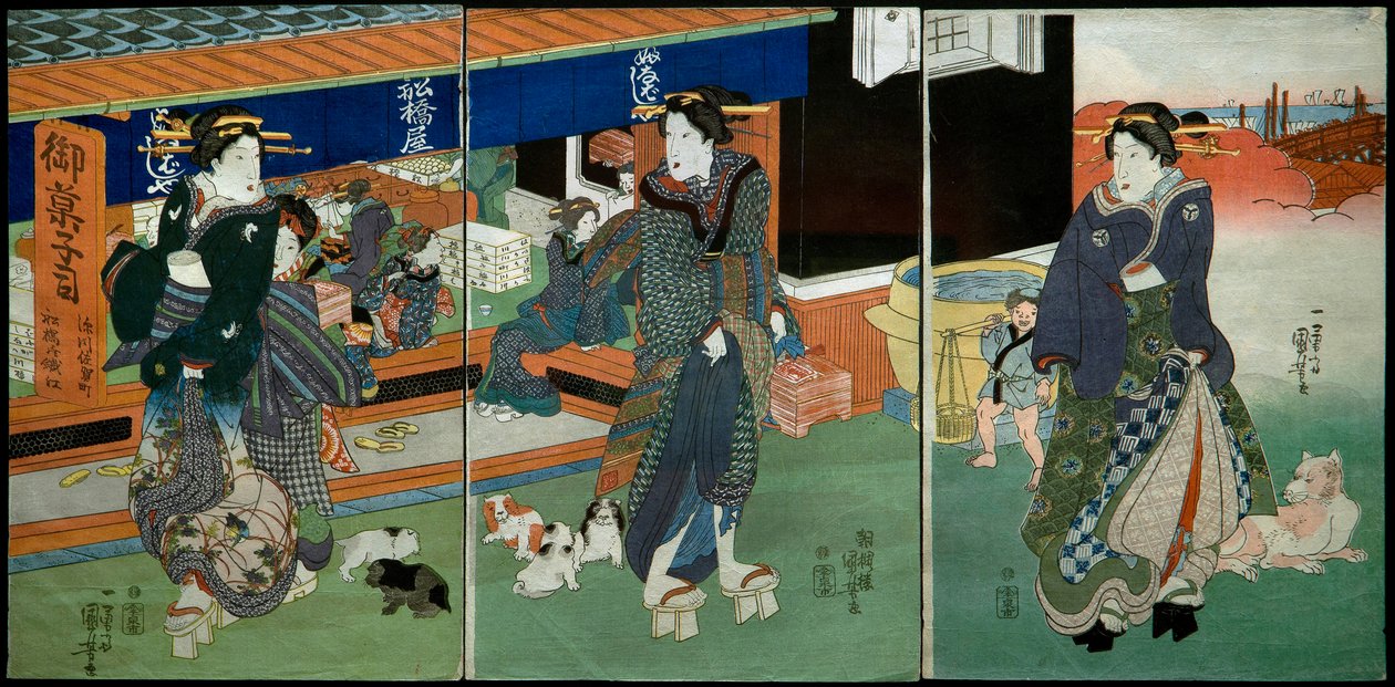 امام محل حلويات الفناباشية بواسطة Utagawa Kuniyoshi