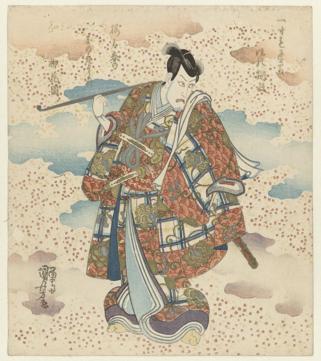 رجل مع أنبوب طويل بواسطة Utagawa Kuniyoshi