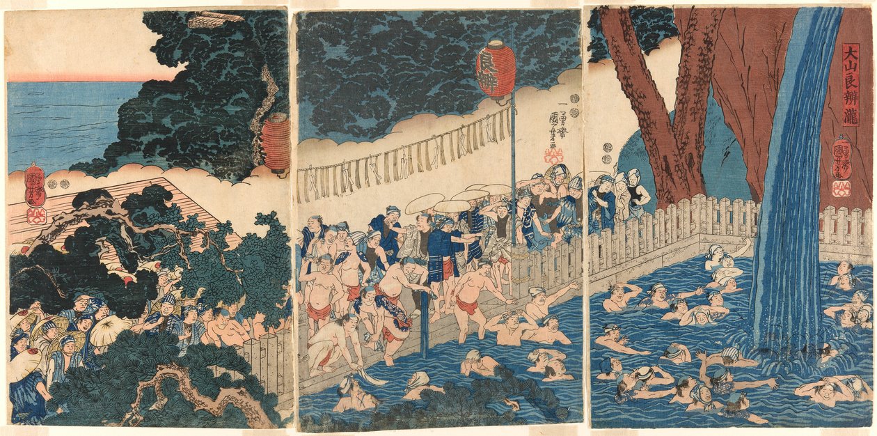 شلال روبن في جبل وياما (أوياما روبن نو تاكي) بواسطة Utagawa Kuniyoshi