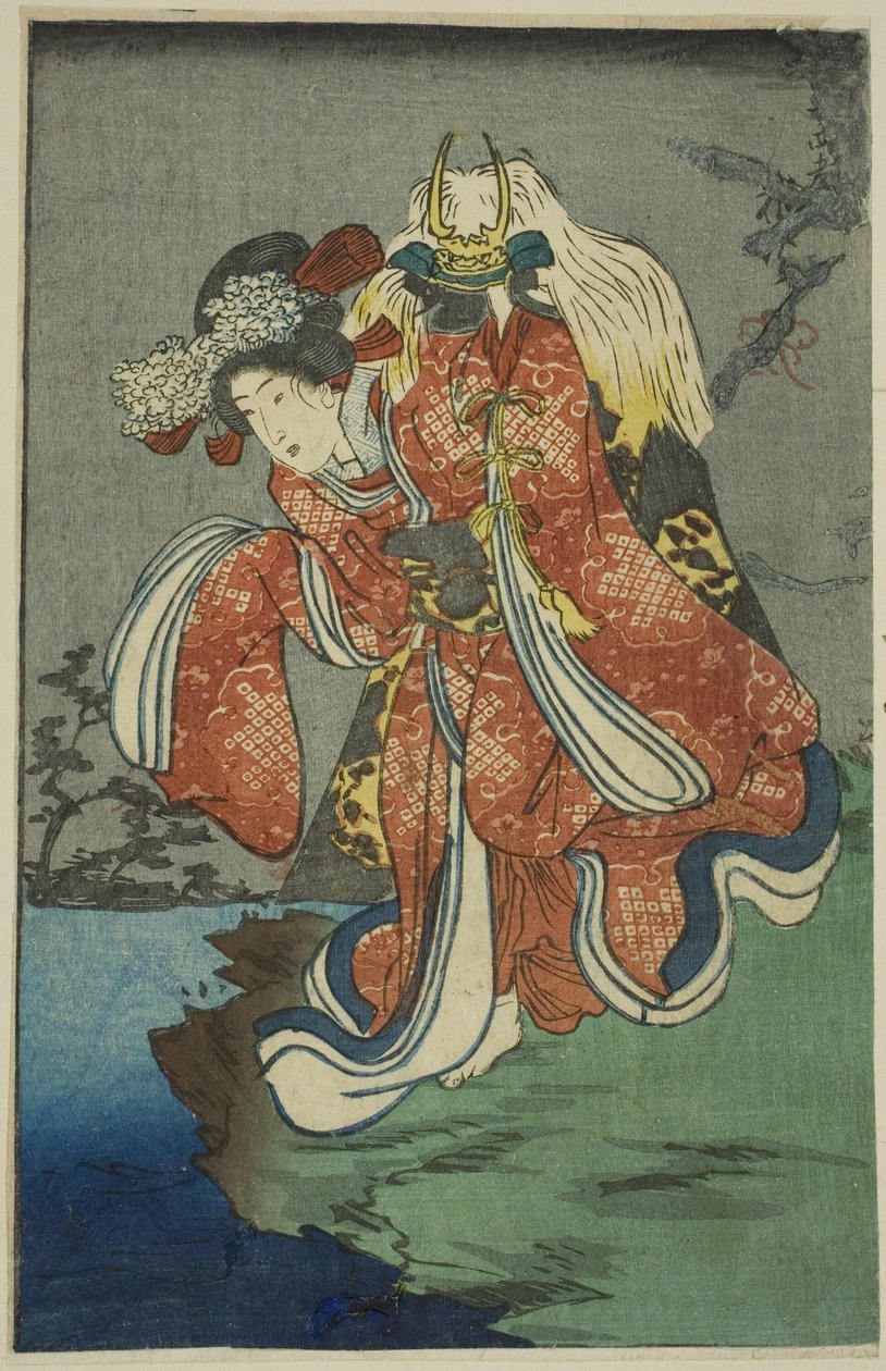 شيزوكا جوزين ، جزء من ورقة من سلسلة "مرآة هاريمازي لمسرحيات جوروري" بواسطة Utagawa Kuniyoshi
