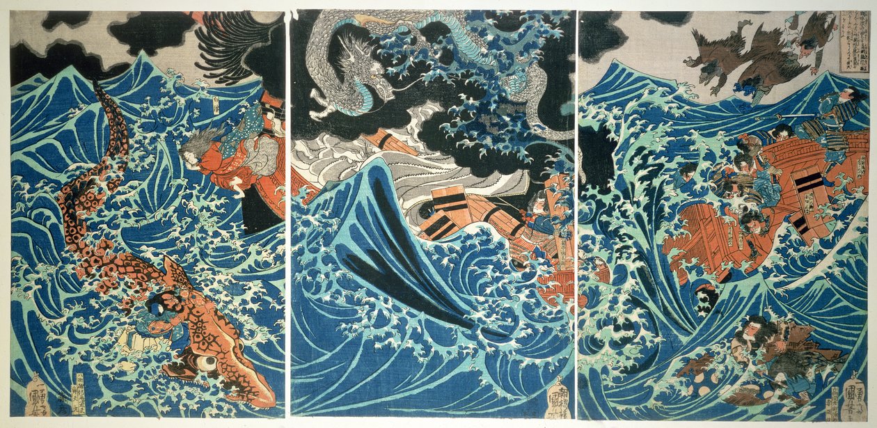 حطام سفينة تاميتومو ، حانة. ص 1836 ، (طبعة خشبية ملونة) بواسطة Utagawa Kuniyoshi