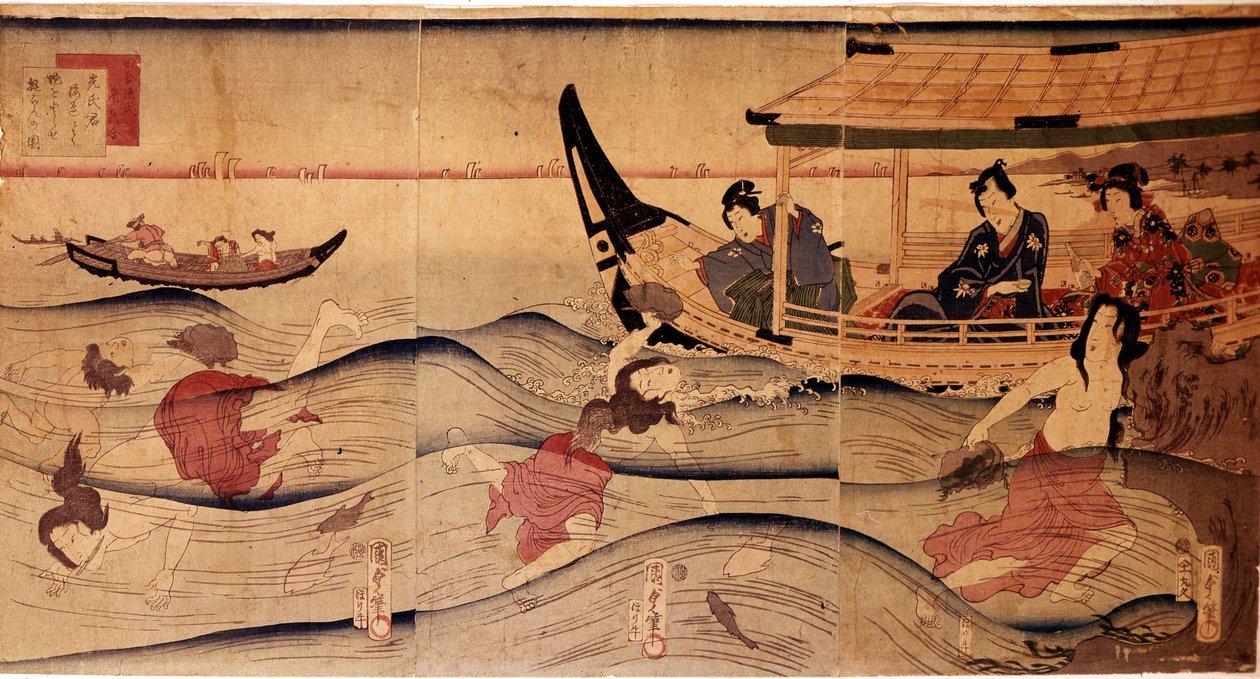 صيد أذن البحر. مطبوعات لأوتاغاوا كونيوشي (1797-1861) بواسطة Utagawa Kuniyoshi