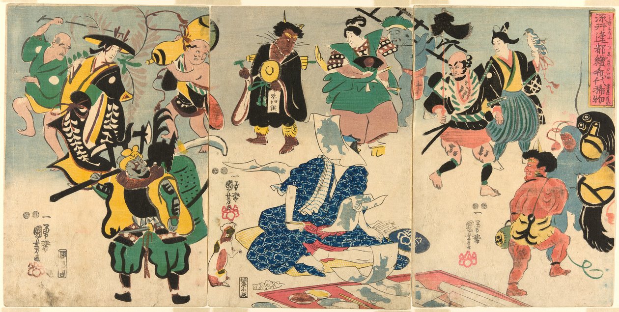 The Extraordinary Phenomenon of the Popular Otsu Picture (Tokini otsue kidai no maremono) بواسطة Utagawa Kuniyoshi