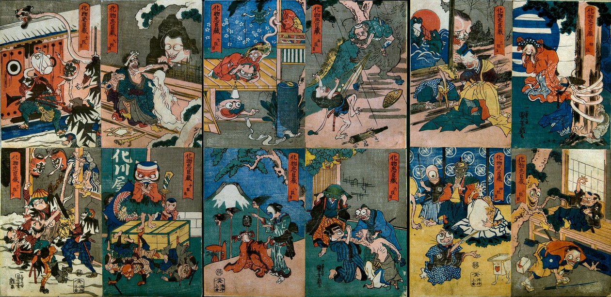 Chūshingura الوحوش (Bakemono Chūshungura) ، حوالي 1839-1842 بواسطة Utagawa Kuniyoshi